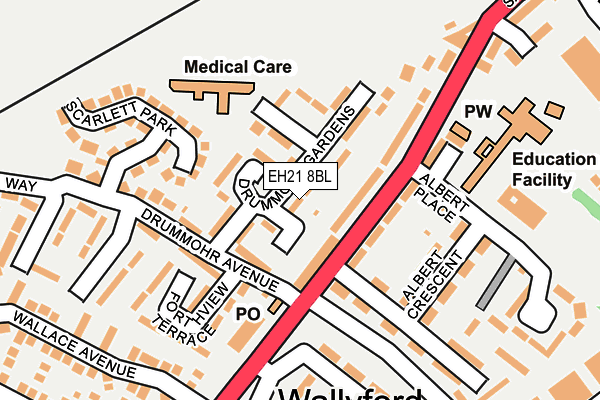 EH21 8BL map - OS OpenMap – Local (Ordnance Survey) EH21 8BL map - OS OpenMap – Local (Ordnance Survey)