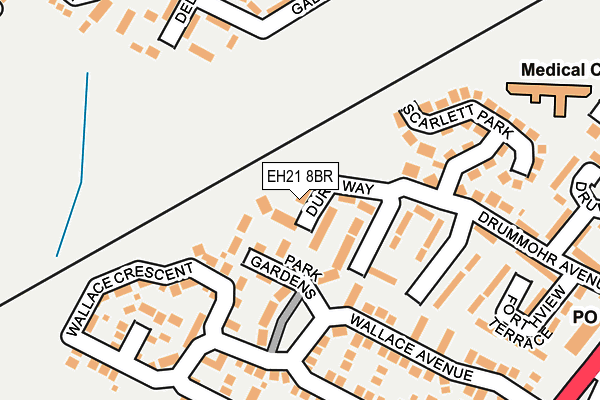EH21 8BR map - OS OpenMap – Local (Ordnance Survey) EH21 8BR map - OS OpenMap – Local (Ordnance Survey)