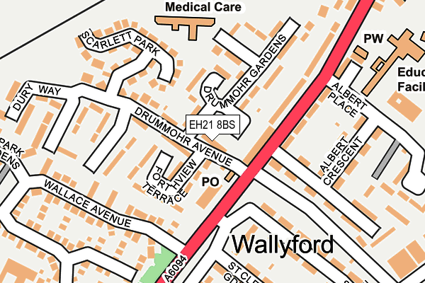EH21 8BS map - OS OpenMap – Local (Ordnance Survey) EH21 8BS map - OS OpenMap – Local (Ordnance Survey)