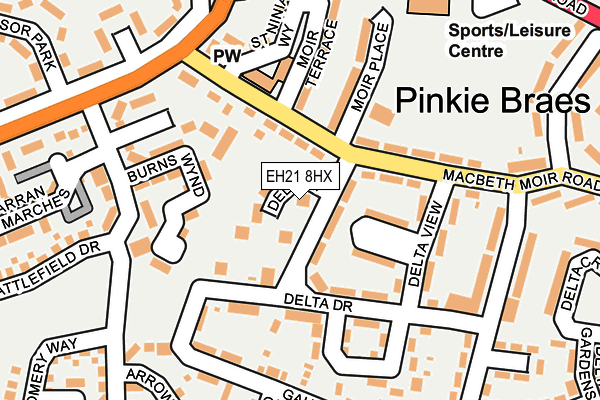 EH21 8HX map - OS OpenMap – Local (Ordnance Survey) EH21 8HX map - OS OpenMap – Local (Ordnance Survey)