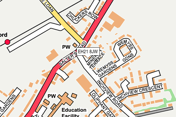 EH21 8JW map - OS OpenMap – Local (Ordnance Survey) EH21 8JW map - OS OpenMap – Local (Ordnance Survey)
