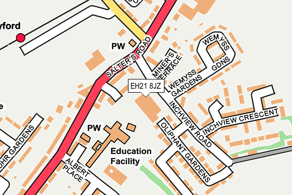 EH21 8JZ map - OS OpenMap – Local (Ordnance Survey) EH21 8JZ map - OS OpenMap – Local (Ordnance Survey)