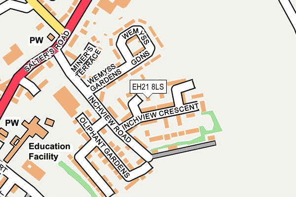 EH21 8LS map - OS OpenMap – Local (Ordnance Survey) EH21 8LS map - OS OpenMap – Local (Ordnance Survey)