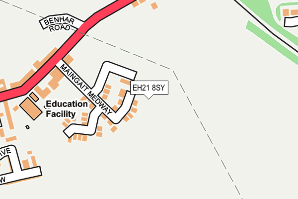EH21 8SY map - OS OpenMap – Local (Ordnance Survey) EH21 8SY map - OS OpenMap – Local (Ordnance Survey)