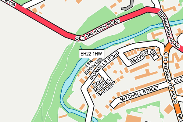 EH22 1HW map - OS OpenMap – Local (Ordnance Survey) EH22 1HW map - OS OpenMap – Local (Ordnance Survey)