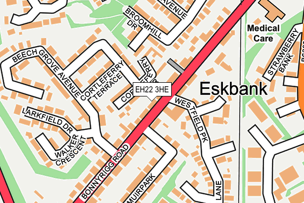 EH22 3HE map - OS OpenMap – Local (Ordnance Survey) EH22 3HE map - OS OpenMap – Local (Ordnance Survey)