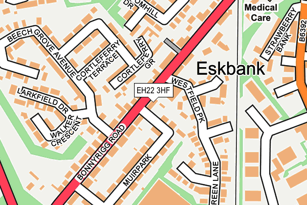 EH22 3HF map - OS OpenMap – Local (Ordnance Survey) EH22 3HF map - OS OpenMap – Local (Ordnance Survey)