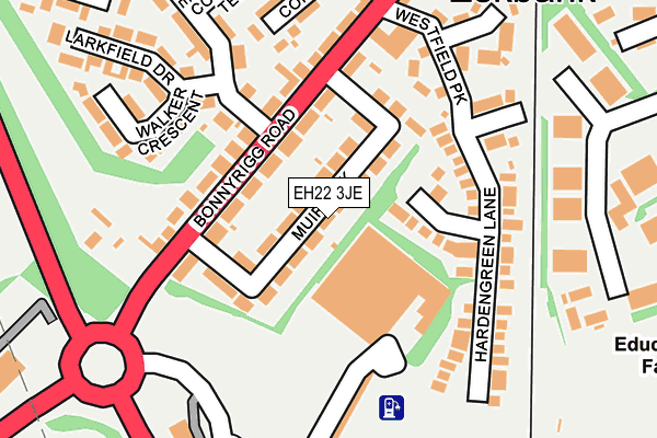 EH22 3JE map - OS OpenMap – Local (Ordnance Survey) EH22 3JE map - OS OpenMap – Local (Ordnance Survey)