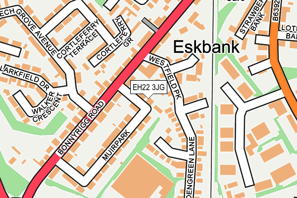 EH22 3JG map - OS OpenMap – Local (Ordnance Survey) EH22 3JG map - OS OpenMap – Local (Ordnance Survey)