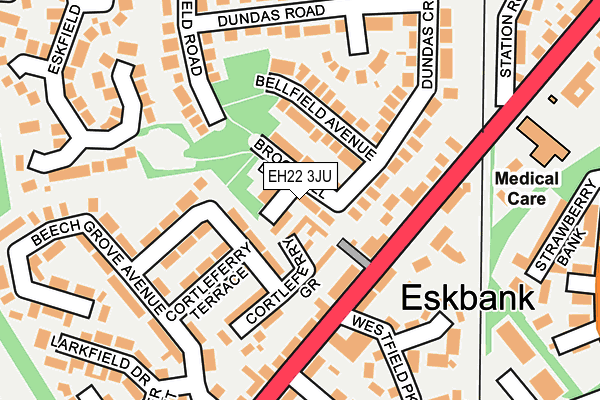 EH22 3JU map - OS OpenMap – Local (Ordnance Survey) EH22 3JU map - OS OpenMap – Local (Ordnance Survey)