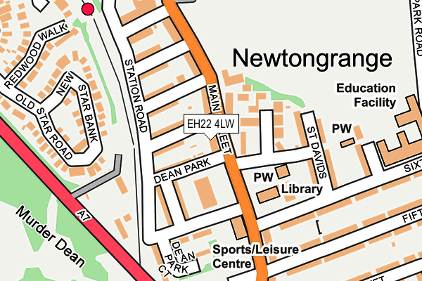 EH22 4LW map - OS OpenMap – Local (Ordnance Survey) EH22 4LW map - OS OpenMap – Local (Ordnance Survey)