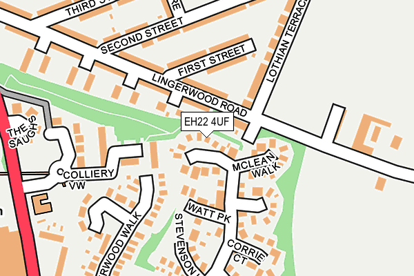 EH22 4UF map - OS OpenMap – Local (Ordnance Survey) EH22 4UF map - OS OpenMap – Local (Ordnance Survey)