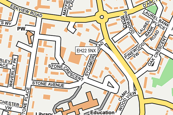 EH22 5NX map - OS OpenMap – Local (Ordnance Survey) EH22 5NX map - OS OpenMap – Local (Ordnance Survey)