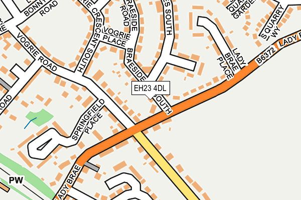 EH23 4DL map - OS OpenMap – Local (Ordnance Survey) EH23 4DL map - OS OpenMap – Local (Ordnance Survey)