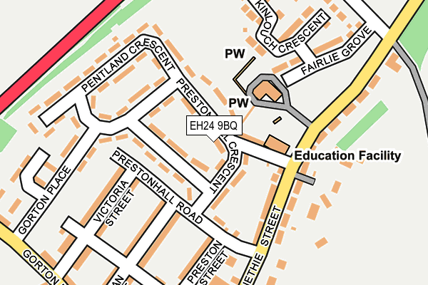 EH24 9BQ map - OS OpenMap – Local (Ordnance Survey) EH24 9BQ map - OS OpenMap – Local (Ordnance Survey)
