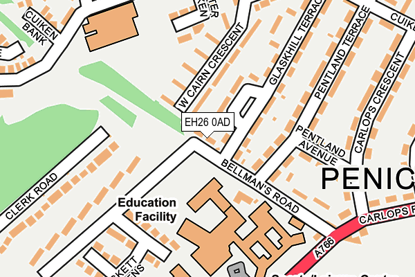 EH26 0AD map - OS OpenMap – Local (Ordnance Survey)