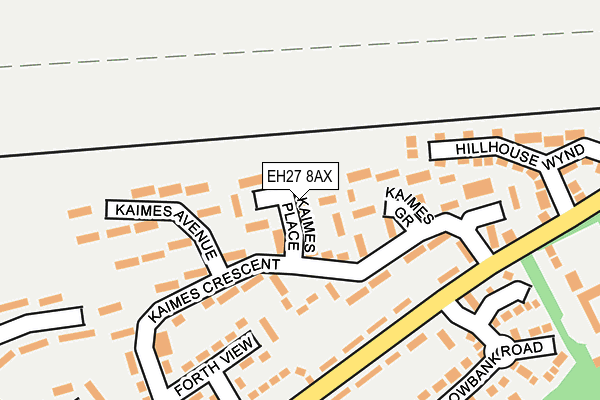 EH27 8AX map - OS OpenMap – Local (Ordnance Survey) EH27 8AX map - OS OpenMap – Local (Ordnance Survey)