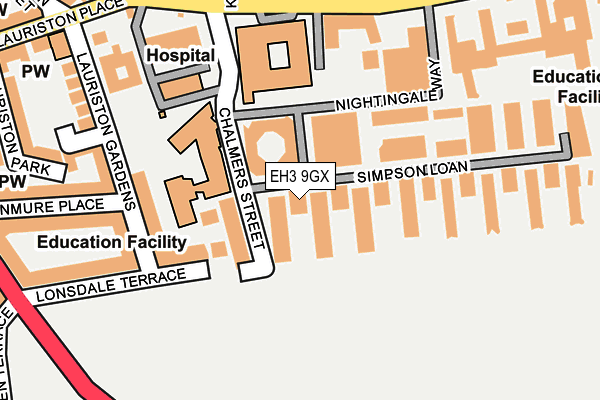 EH3 9GX map - OS OpenMap – Local (Ordnance Survey) EH3 9GX map - OS OpenMap – Local (Ordnance Survey)