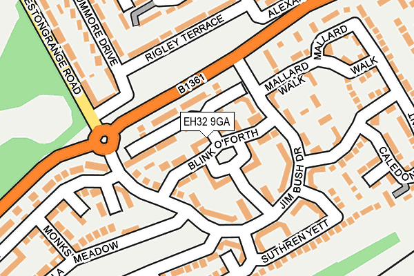 EH32 9GA map - OS OpenMap – Local (Ordnance Survey) EH32 9GA map - OS OpenMap – Local (Ordnance Survey)