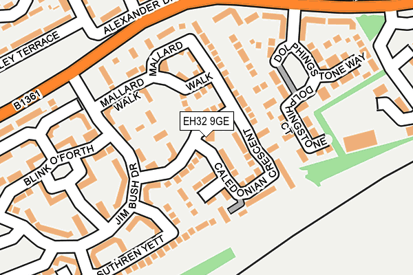 EH32 9GE map - OS OpenMap – Local (Ordnance Survey) EH32 9GE map - OS OpenMap – Local (Ordnance Survey)