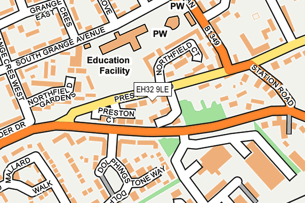 EH32 9LE map - OS OpenMap – Local (Ordnance Survey) EH32 9LE map - OS OpenMap – Local (Ordnance Survey)