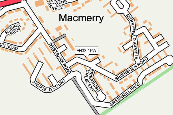 EH33 1PW map - OS OpenMap – Local (Ordnance Survey) EH33 1PW map - OS OpenMap – Local (Ordnance Survey)