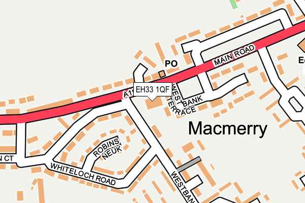 EH33 1QF map - OS OpenMap – Local (Ordnance Survey) EH33 1QF map - OS OpenMap – Local (Ordnance Survey)