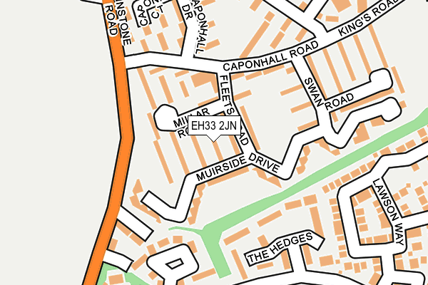 EH33 2JN map - OS OpenMap – Local (Ordnance Survey)