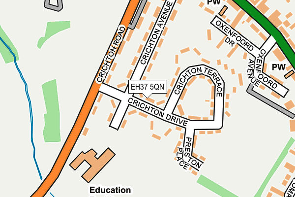 EH37 5QN map - OS OpenMap – Local (Ordnance Survey) EH37 5QN map - OS OpenMap – Local (Ordnance Survey)