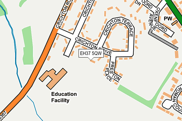 EH37 5QW map - OS OpenMap – Local (Ordnance Survey) EH37 5QW map - OS OpenMap – Local (Ordnance Survey)