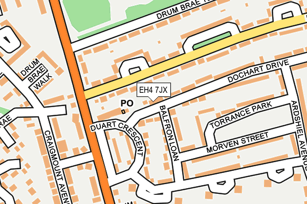 EH4 7JX map - OS OpenMap – Local (Ordnance Survey) EH4 7JX map - OS OpenMap – Local (Ordnance Survey)