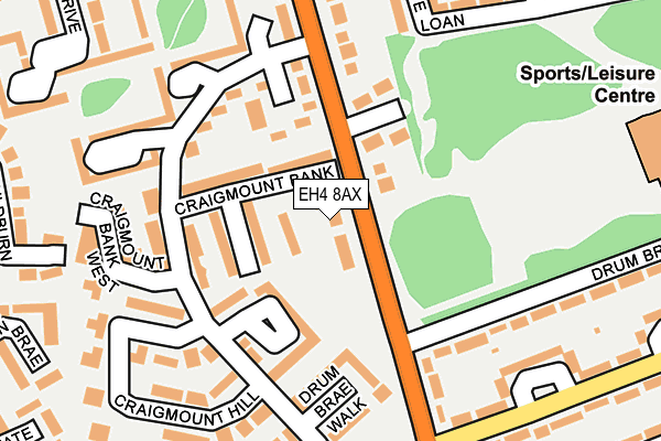 EH4 8AX map - OS OpenMap – Local (Ordnance Survey) EH4 8AX map - OS OpenMap – Local (Ordnance Survey)