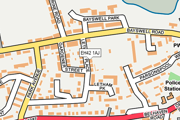 EH42 1AJ map - OS OpenMap – Local (Ordnance Survey) EH42 1AJ map - OS OpenMap – Local (Ordnance Survey)