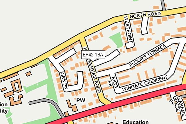 EH42 1BA map - OS OpenMap – Local (Ordnance Survey) EH42 1BA map - OS OpenMap – Local (Ordnance Survey)