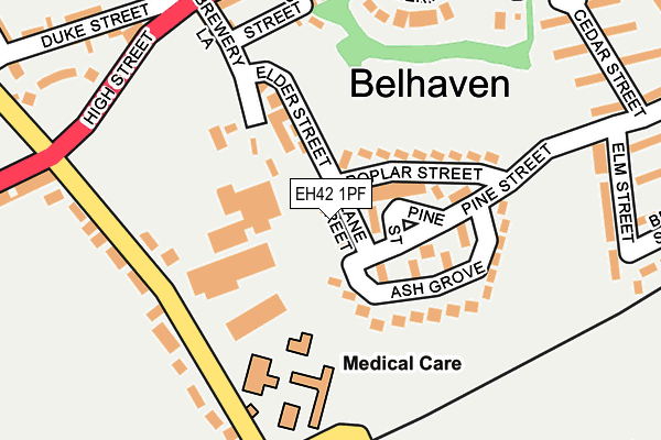 EH42 1PF map - OS OpenMap – Local (Ordnance Survey) EH42 1PF map - OS OpenMap – Local (Ordnance Survey)