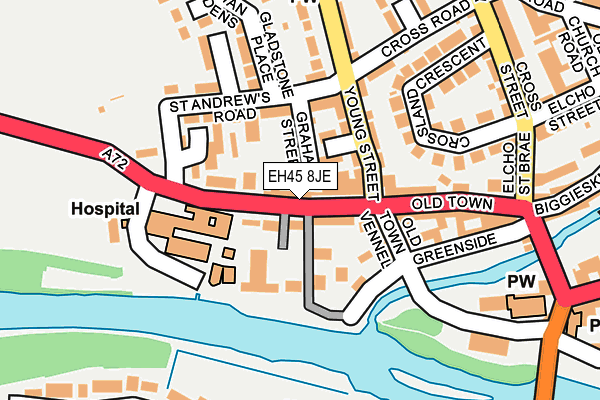 EH45 8JE map - OS OpenMap – Local (Ordnance Survey) EH45 8JE map - OS OpenMap – Local (Ordnance Survey)