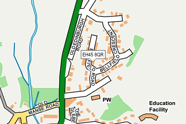 EH45 8QR map - OS OpenMap – Local (Ordnance Survey) EH45 8QR map - OS OpenMap – Local (Ordnance Survey)