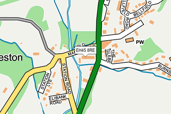 EH45 8RE map - OS OpenMap – Local (Ordnance Survey) EH45 8RE map - OS OpenMap – Local (Ordnance Survey)
