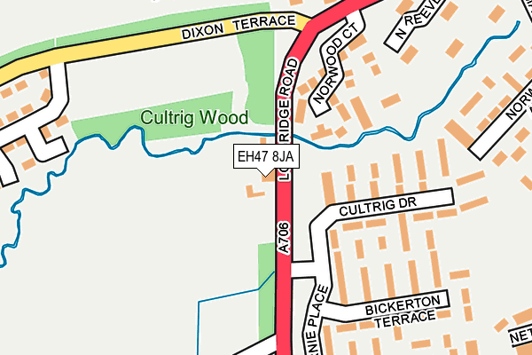EH47 8JA map - OS OpenMap – Local (Ordnance Survey) EH47 8JA map - OS OpenMap – Local (Ordnance Survey)