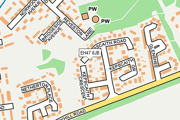 EH47 8JB map - OS OpenMap – Local (Ordnance Survey) EH47 8JB map - OS OpenMap – Local (Ordnance Survey)