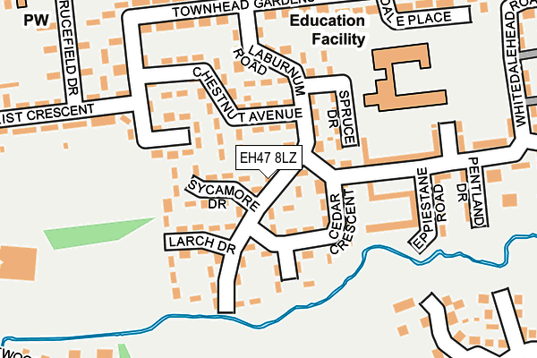 EH47 8LZ map - OS OpenMap – Local (Ordnance Survey) EH47 8LZ map - OS OpenMap – Local (Ordnance Survey)