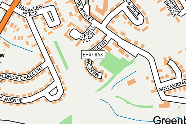 EH47 9AX map - OS OpenMap – Local (Ordnance Survey) EH47 9AX map - OS OpenMap – Local (Ordnance Survey)