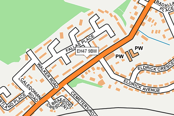 EH47 9BW map - OS OpenMap – Local (Ordnance Survey) EH47 9BW map - OS OpenMap – Local (Ordnance Survey)
