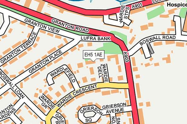 EH5 1AE map - OS OpenMap – Local (Ordnance Survey) EH5 1AE map - OS OpenMap – Local (Ordnance Survey)