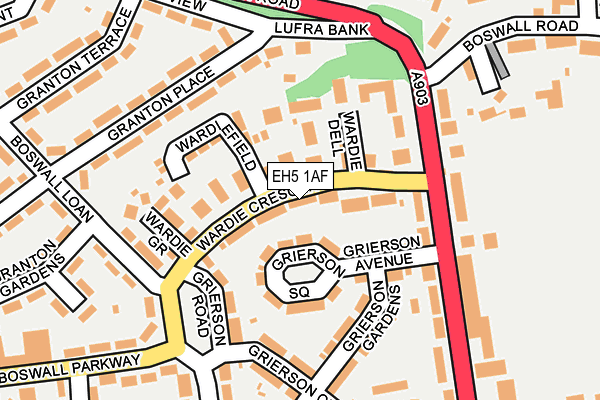 EH5 1AF map - OS OpenMap – Local (Ordnance Survey) EH5 1AF map - OS OpenMap – Local (Ordnance Survey)