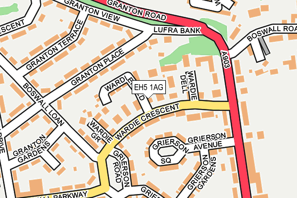 EH5 1AG map - OS OpenMap – Local (Ordnance Survey) EH5 1AG map - OS OpenMap – Local (Ordnance Survey)