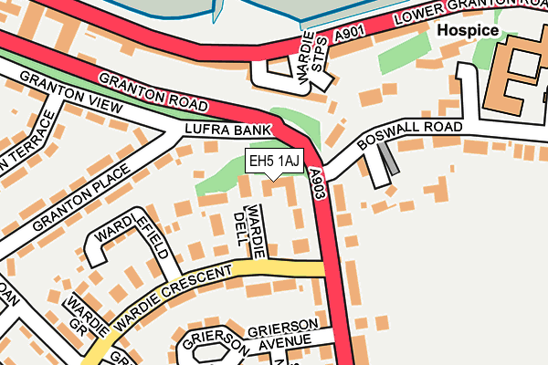 EH5 1AJ map - OS OpenMap – Local (Ordnance Survey) EH5 1AJ map - OS OpenMap – Local (Ordnance Survey)