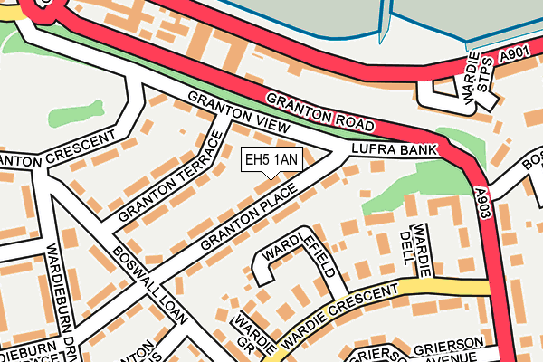 EH5 1AN map - OS OpenMap – Local (Ordnance Survey) EH5 1AN map - OS OpenMap – Local (Ordnance Survey)