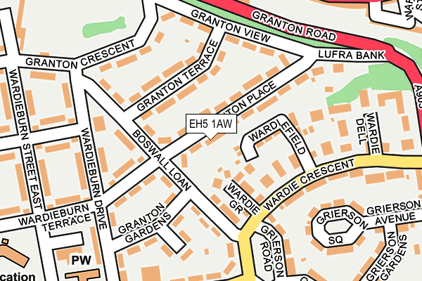 EH5 1AW map - OS OpenMap – Local (Ordnance Survey) EH5 1AW map - OS OpenMap – Local (Ordnance Survey)