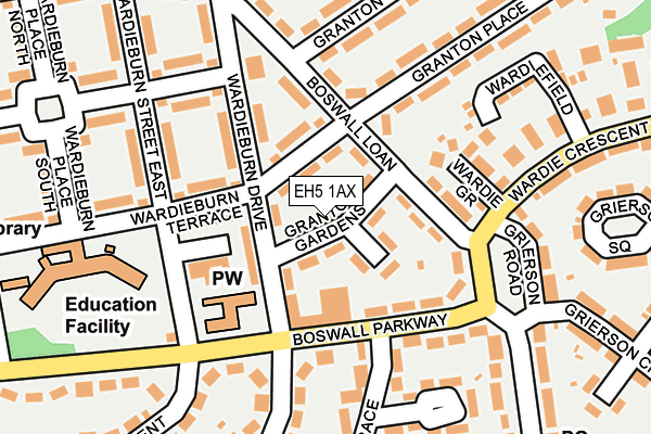 EH5 1AX map - OS OpenMap – Local (Ordnance Survey) EH5 1AX map - OS OpenMap – Local (Ordnance Survey)